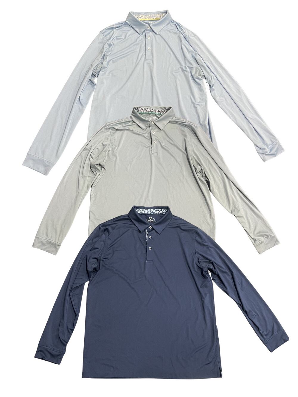 DTWOOO Set of 3 Long Sleeve Performance Golf Polo Shirts Size Large Activewear